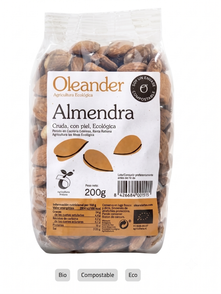 Almendra Cruda con Piel Bio 200g Oleander