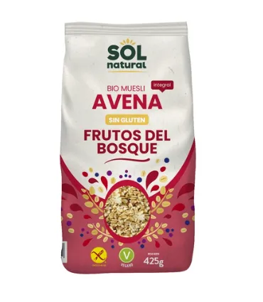 [G-BIO-018] Muesli Avena con Frutas del Bosque SinGluten Bio Vegan 425g Solnatural