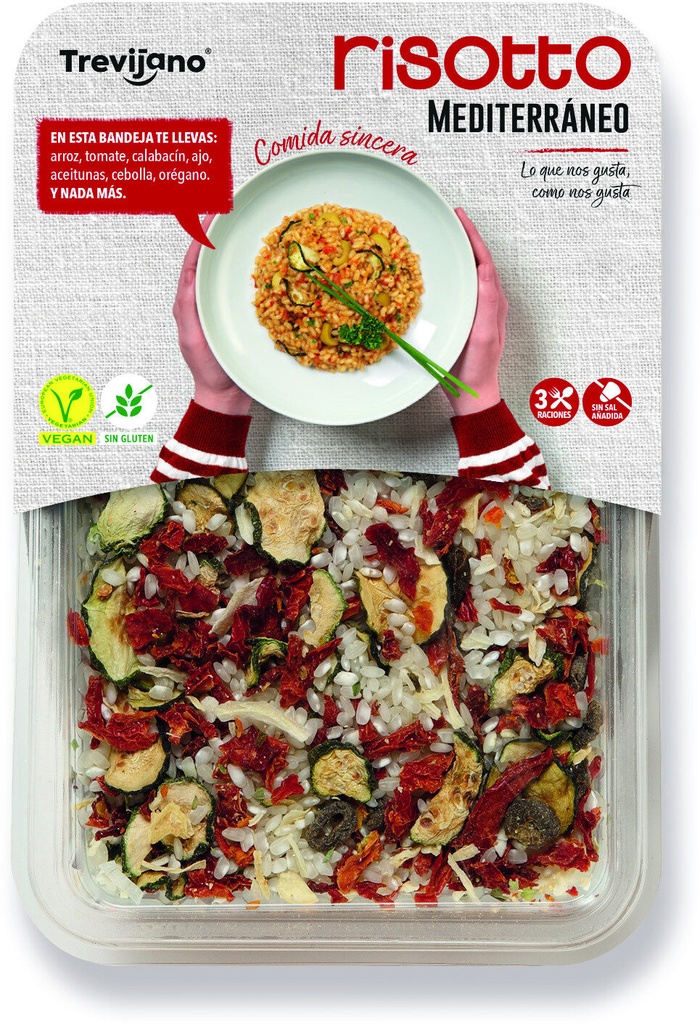 Risotto Mediterraneo deshidratado SinGluten Vegan 280g Trevijano