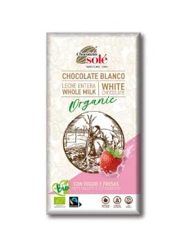Chocolate Blanco con Yogur y Fresas SinGluten Bio 100g Chocolates Sole