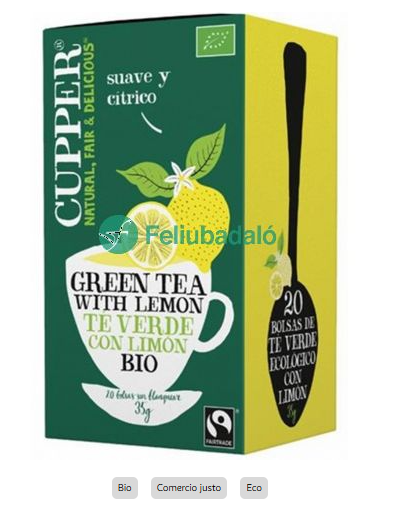 [G-TCA-019] Té Verde BIO Original Cupper 35 g (20 bolsitas)