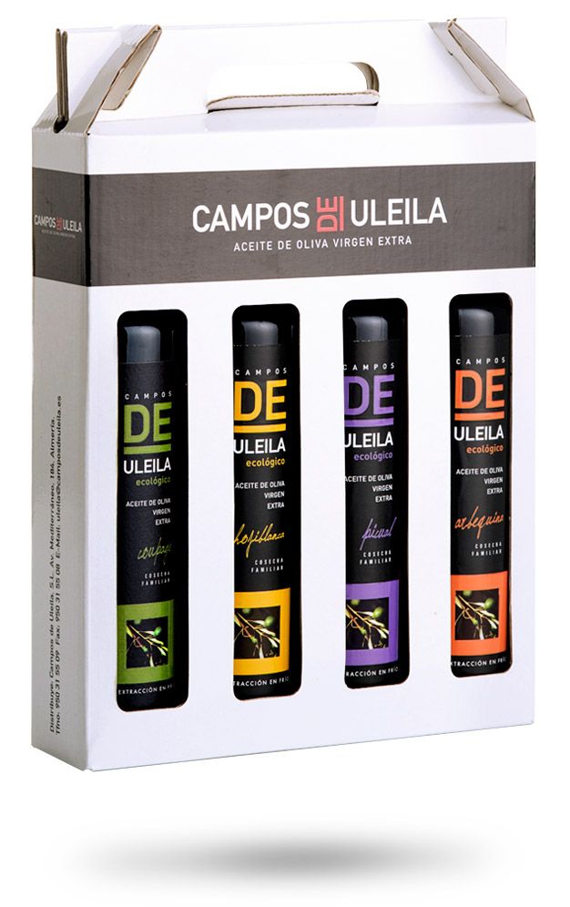 [G-ACE-038] Pack 4 Aceites 250 ml (Coupage/Arbequina/Picual/Hojiblanca) - Campos de Uleila