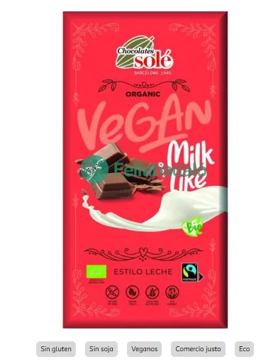 Chocolate Estilo Leche Eco Vegan 90g Chocolates Sole