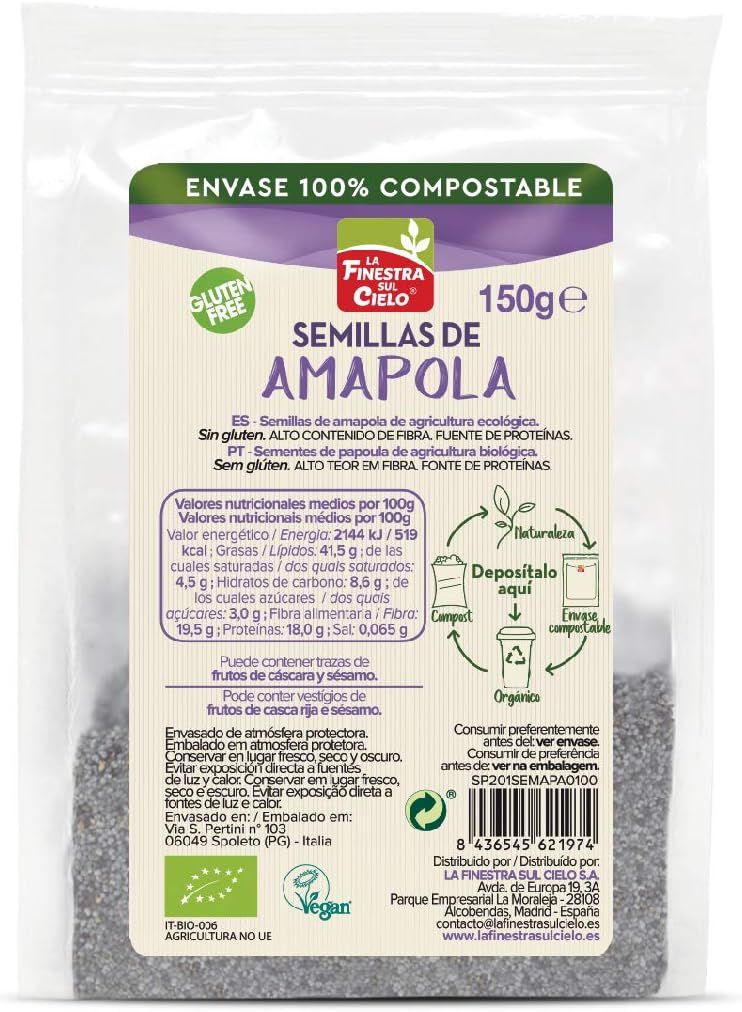 Semillas de Amapola 100% comp. 150g Bio La Finestra sul Cielo